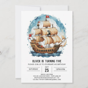 Invitación Cumpleaños del pirata de niños felices de moda
