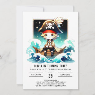 Invitación Cumpleaños del Pirata de Whimsy Boho