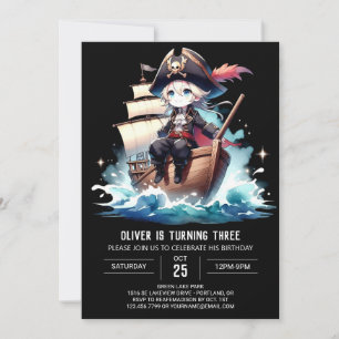 Invitación Cumpleaños del Pirata Digital para Niños