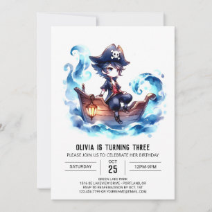 Invitación Cumpleaños del Pirata Encantado Pastel