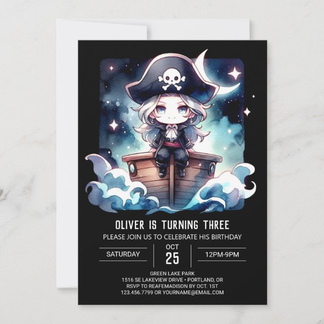 Invitación Cumpleaños del Pirata encantado personalizado (Anverso)