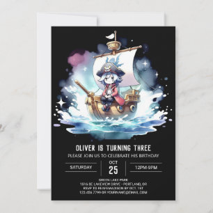 Invitación Cumpleaños del Pirata Imprimible Elegante