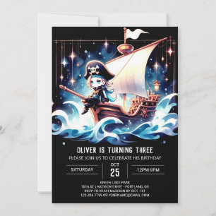 Invitación Cumpleaños del Pirata Moderno del Barco