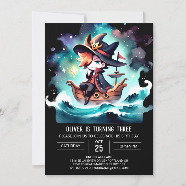 Invitación Cumpleaños del Pirata Nautical Boho (Anverso)
