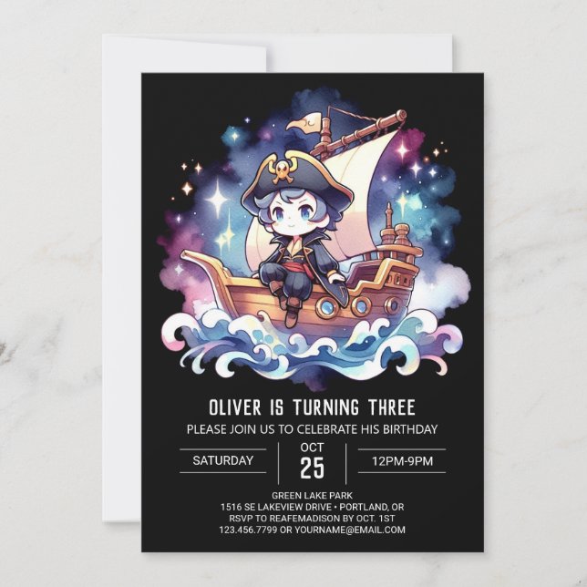 Invitación Cumpleaños del Pirata Pequeño Adorable (Anverso)