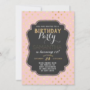 Invitación Cumpleaños del Polkadot Gold