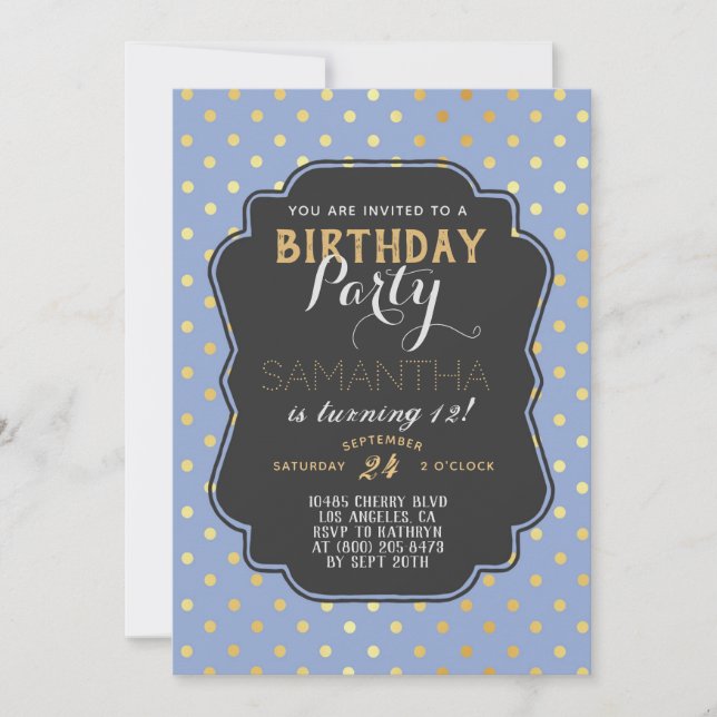 Invitación Cumpleaños del Polkadot Gold (Anverso)