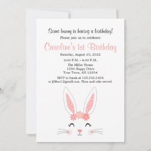 Invitación Cumpleaños del primer año de Bunny