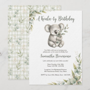 Invitación Cumpleaños del primer año de koala lindo