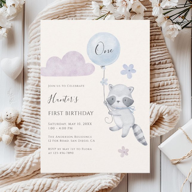 Invitación Cumpleaños del primer año de un niño con globo vol (Subido por el creador)