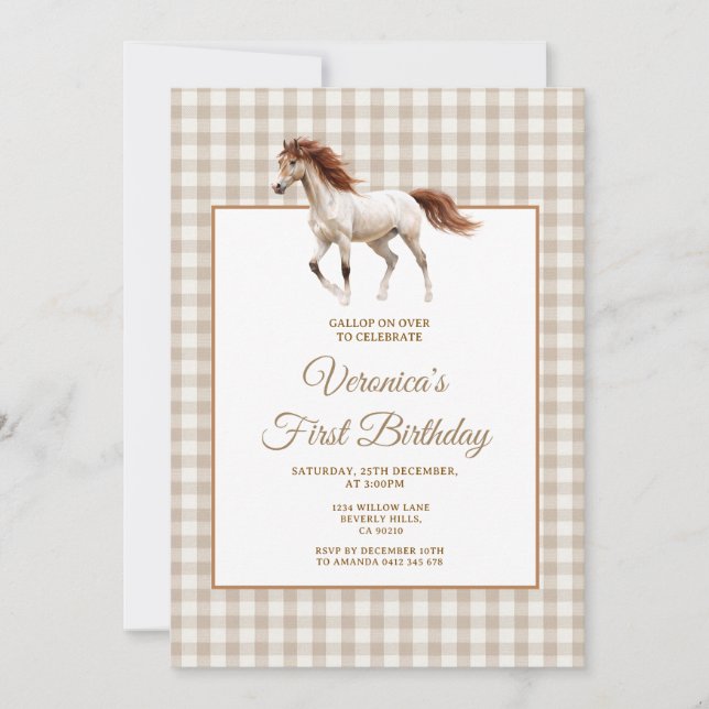 Invitación Cumpleaños del Primer Caballo Galopa  (Anverso)