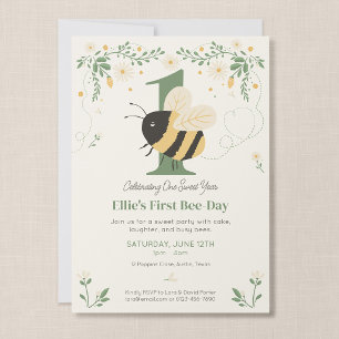 Invitación Cumpleaños del primer día de la abeja Bumble Bee