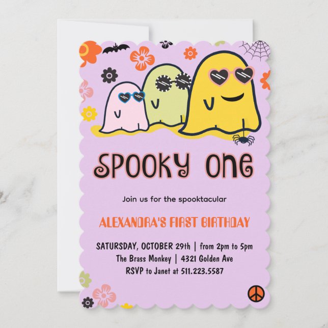 Invitación Cumpleaños del primer espeluznante (Anverso)