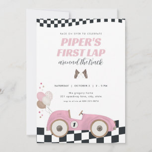 Invitación Cumpleaños del primer giro del coche de carreras r