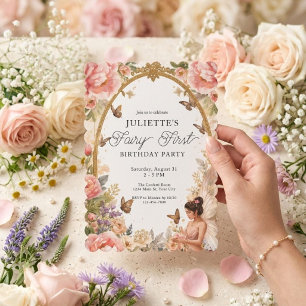 Invitación Cumpleaños del Primer Jardín Mágico de las Hadas d