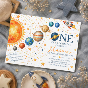 Invitación Cumpleaños del primer niño del sistema solar acuar