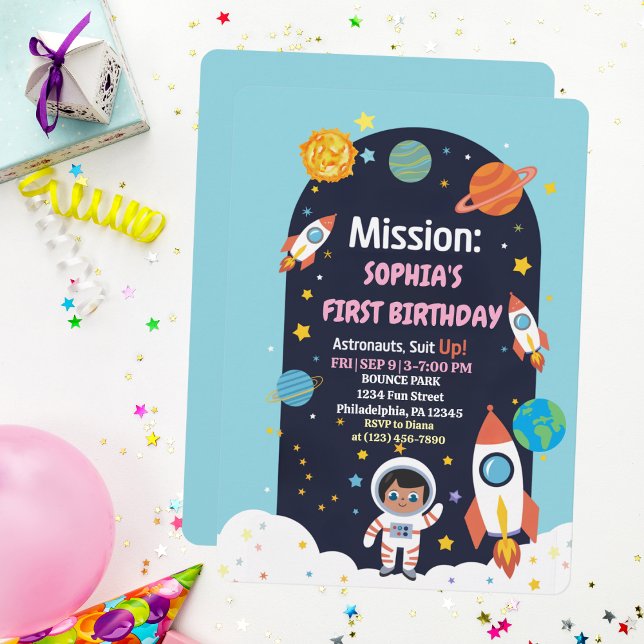 Invitación Cumpleaños del Primer Niño Tema Espacio Exterior A (Subido por el creador)