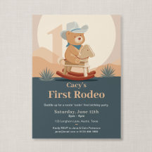 Cumpleaños del primer rodeo del vaquero de peluche
