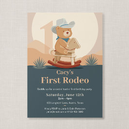 Invitación Cumpleaños del primer rodeo del vaquero de peluche