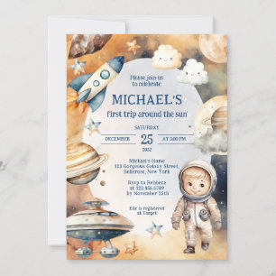 Invitación Cumpleaños del Primer Viaje de la Galaxia Espacial