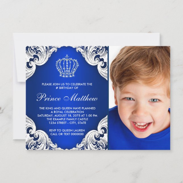 Invitación Cumpleaños del Príncipe Azul Real (Anverso)