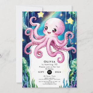 Invitación Cumpleaños del pulpo infantil mágico