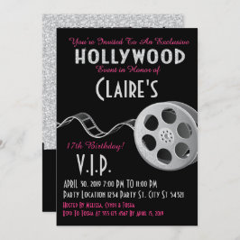 Invitación Cumpleaños del Purpurina de Hollywood