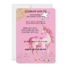 Cumpleaños del Purpurina de Unicornio Rosado Gold