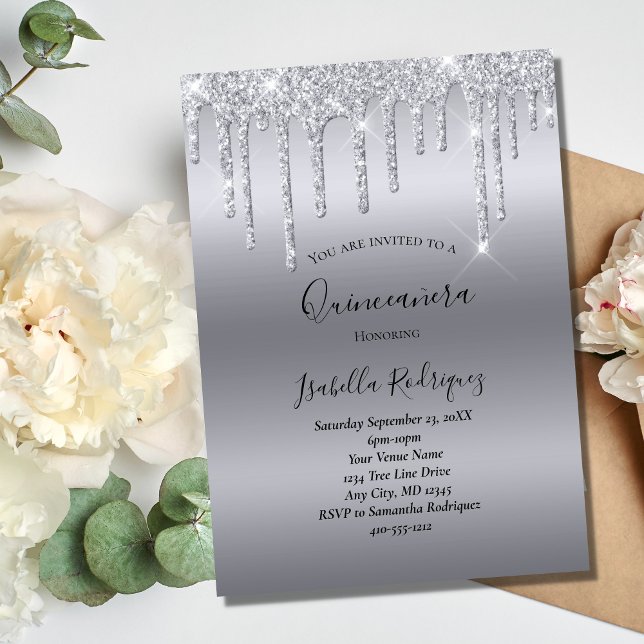 Invitación Cumpleaños del Purpurina Glam Quinceanera (Subido por el creador)