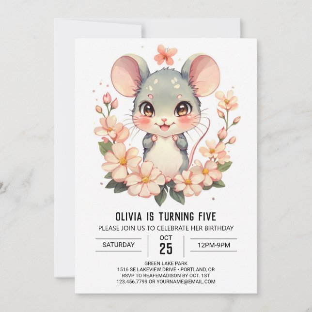 Invitación Cumpleaños del ratón Adventure Rodent (Anverso)