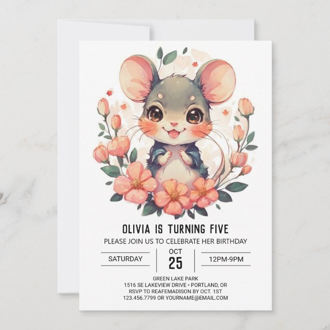 Invitación Cumpleaños del Ratón Mágico Rodent (Anverso)