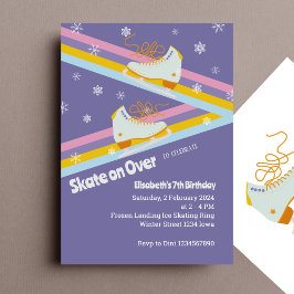 Invitación Cumpleaños del Retro de Patinaje Hielo