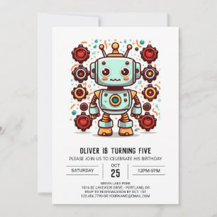 Invitación Cumpleaños del Robot de Bolts Boy Builder