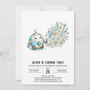 Invitación Cumpleaños del Robot Estelar Azur