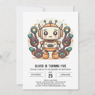 Invitación Cumpleaños del Robot Infantil de Juguete Encantado