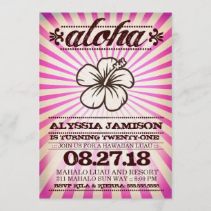 Invitación Cumpleaños del rosa de la puesta del sol de la