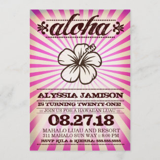 Invitación Cumpleaños del rosa de la puesta del sol de la