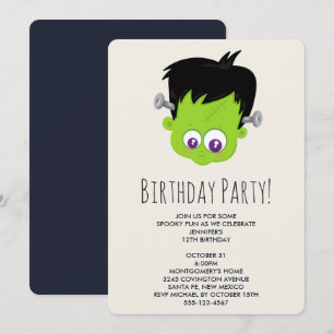 Invitación Cumpleaños del rostro del monstruo de Frankenstein
