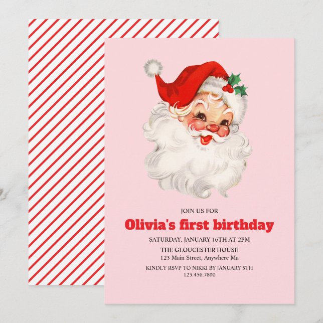 Invitación Cumpleaños del Santa Rosa Retro (Anverso / Reverso)
