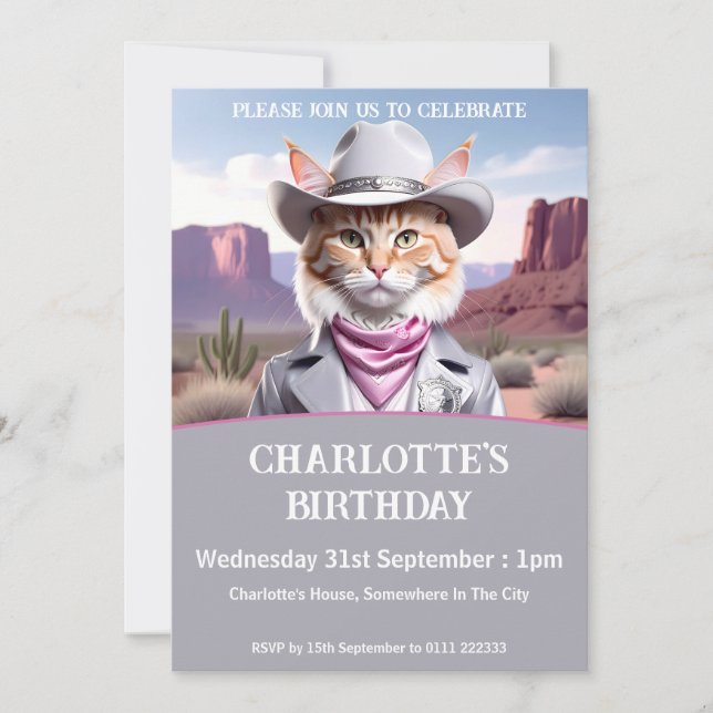 Invitación Cumpleaños del Sheriff Cat (Anverso)