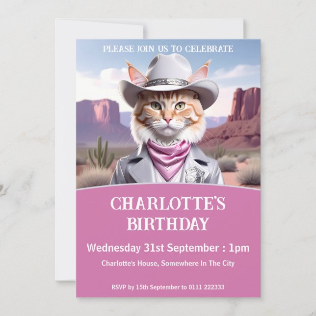 Invitación Cumpleaños del Sheriff Cat (Anverso)