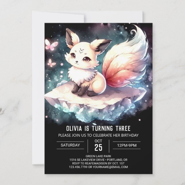 Invitación Cumpleaños del simple Personalizado Fox (Anverso)