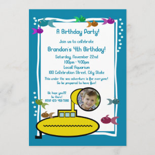Invitación Cumpleaños del subacuario Silly