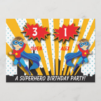 Invitación Cumpleaños del super héroe de los muchachos