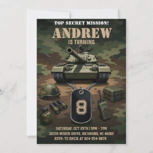 Invitación Cumpleaños del Tanque Militar del Ejército Persona