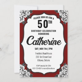 Invitación Cumpleaños del tatuaje negro y rojo