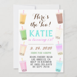 Invitación Cumpleaños del té Boba