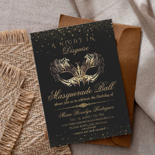 Invitación Cumpleaños del tema de Masquerade Ball