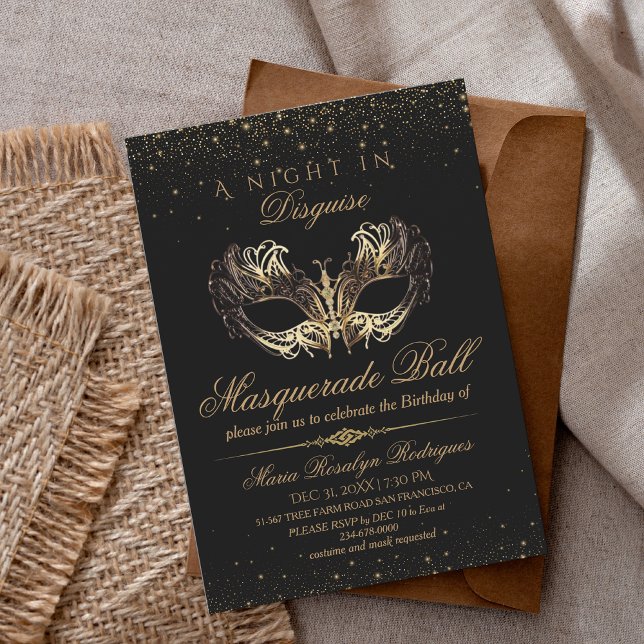 Invitación Cumpleaños del tema de Masquerade Ball (Subido por el creador)