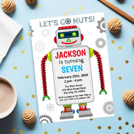 Invitación Cumpleaños del tema de Robot Fiesta